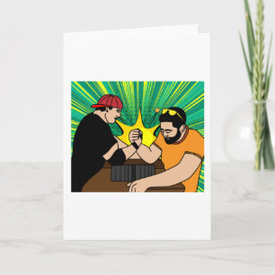 Funny Colourful Arm Wrestling Card
