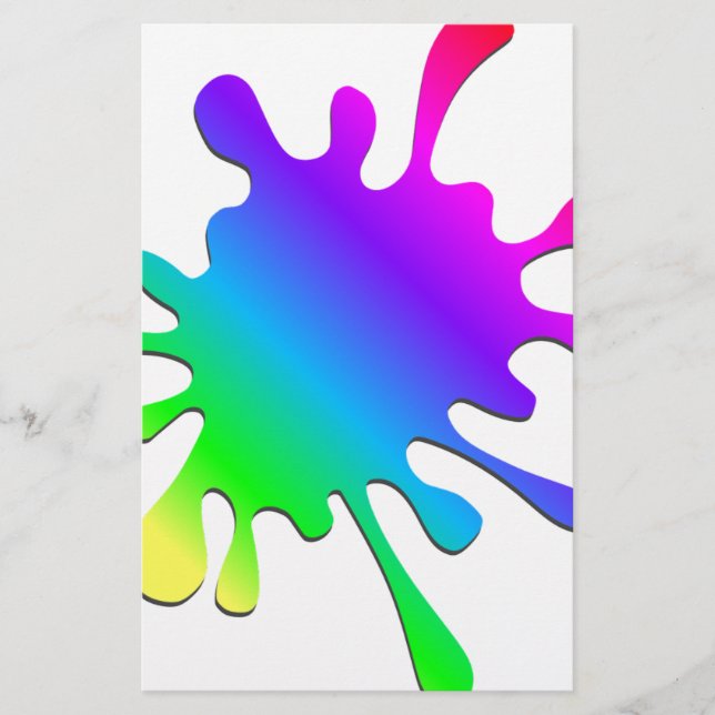 Funny Colourful Art Rainbow Paint Splatter Stationery (Front)