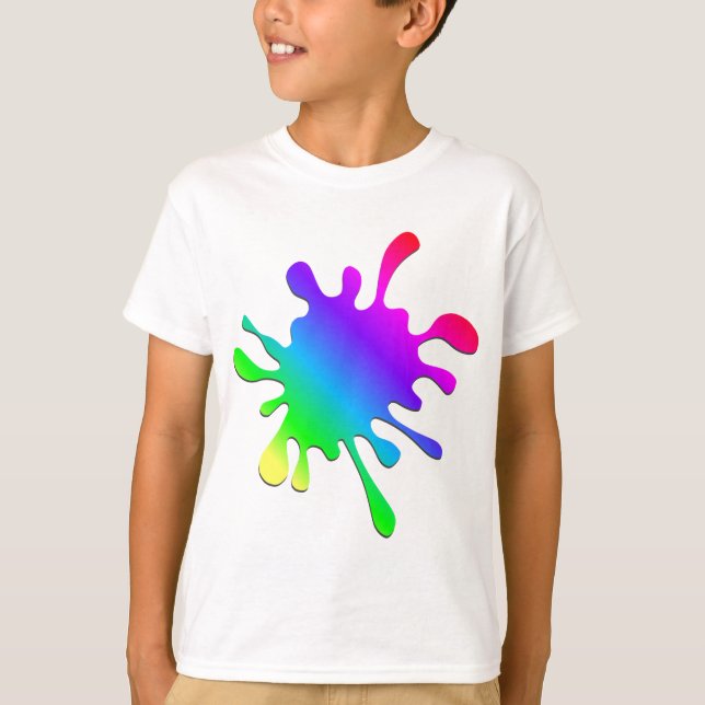 Funny Colourful Art Rainbow Paint Splatter T-Shirt (Front)
