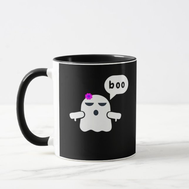 Funny Colourful Boo Of Disapproval Girl Mug (Left)