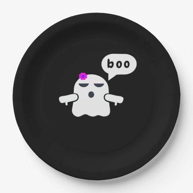 Funny Colourful Boo Of Disapproval Girl Paper Plate (Front)