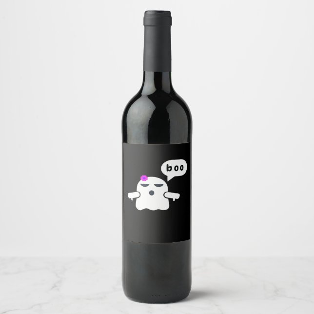 Funny Colourful Boo Of Disapproval Girl Wine Label (Front)
