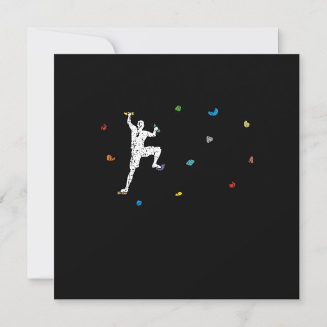 Funny Colourful Boulder Climber Gift Invitation (Front)