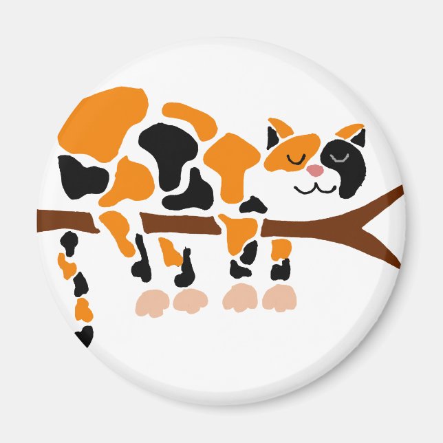 Funny Colourful Calico Cat Art Magnet (Front)