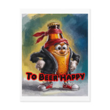 Funny, Colourful Can of Beer very Happy on a