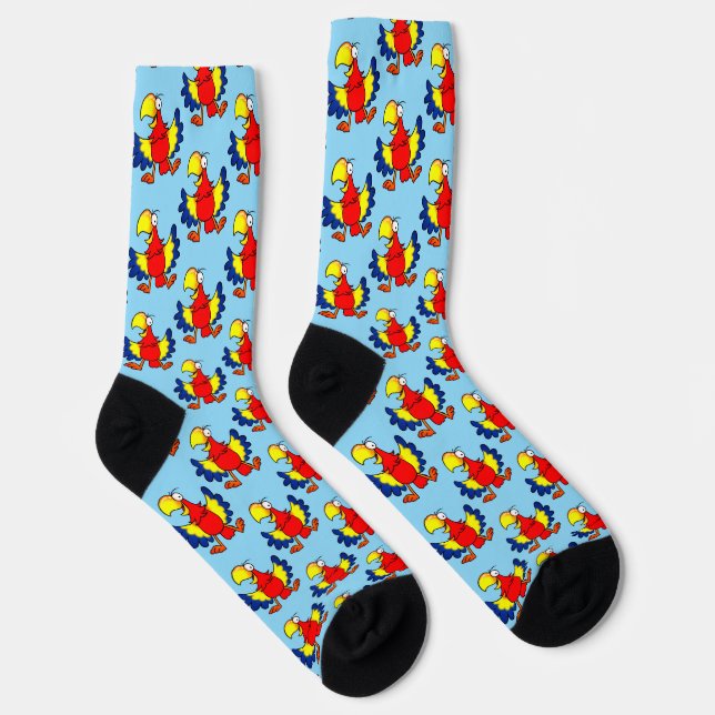 Funny Colourful Cartoon Parrot Bird Socks (Right)