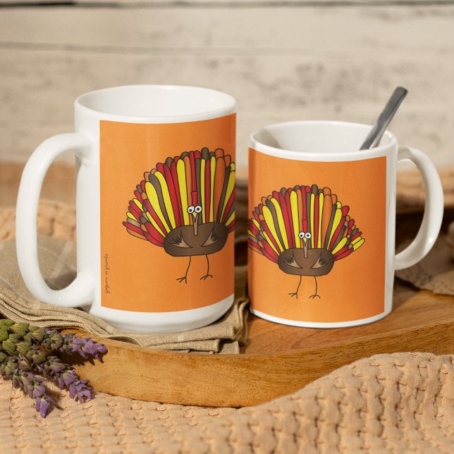 Funny, Colourful Cartoon Thanksgiving Turkey Coffee Mug (Hey, check out this awesome holiday turkey mug! Available in both 15oz and 11oz size!)