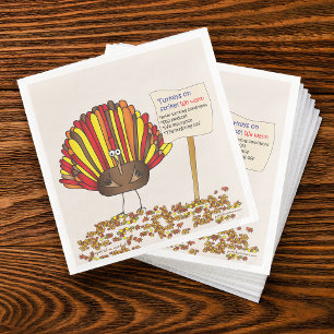 Funny, Colourful Cartoon Thanksgiving Turkey Napkin