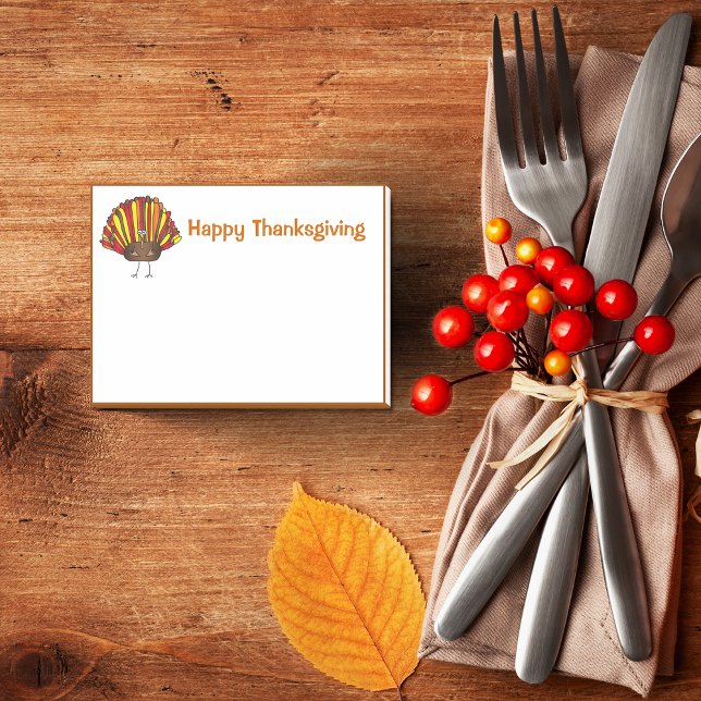 Funny, Colourful Cartoon Thanksgiving Turkey Post-it Notes (Hey! Check out this most excellent cartoon turkey post-it note pad!)