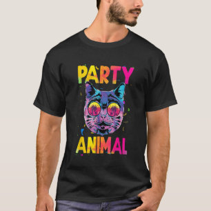 Funny Colourful cat party animal, fun with my cat T-Shirt