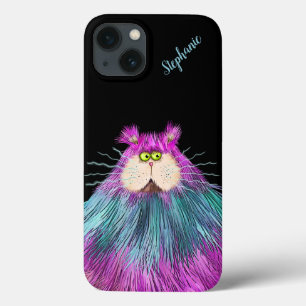 Funny Colourful Cat Personalised iPhone 13 Case