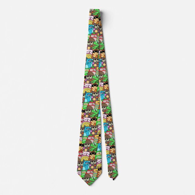 Funny Colourful Cats Tie (Front)