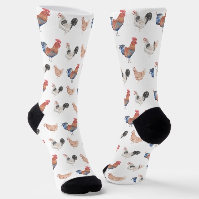 Funny Colourful Chicken Hen  Socks (Angled)