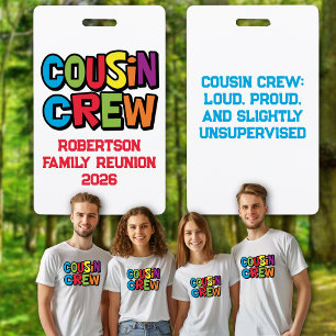 Funny Colourful Cousin Crew Family Reunion  ID Badge