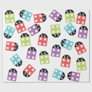 Funny colourful cute bricks wrapping paper