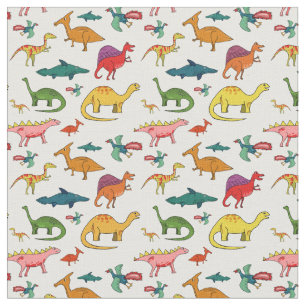 Funny Colourful Dinosaurs Fabric