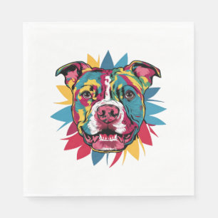 funny colourful dog pitbull napkin