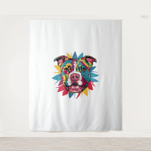 funny colourful dog pitbull tapestry