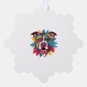 funny colourful dog pitbull tree decoration card