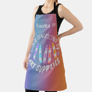 Funny Colourful Easily Distracted By Art Supplies Apron