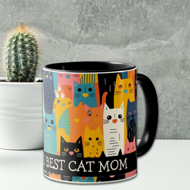 Funny Colourful Faces World's Best Cat Mum Mug (Creator Uploaded)