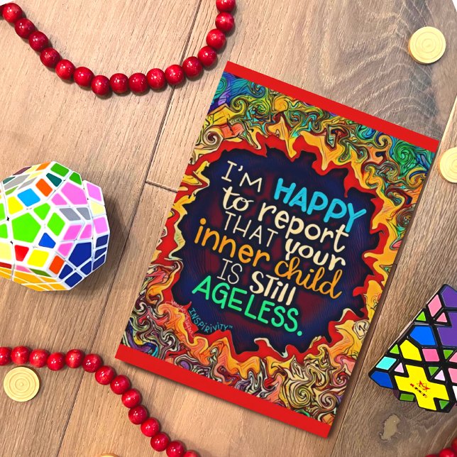 Funny Colourful Happy Birthday Never Grow Up Card (Funny inner child, Inspirivity birthday card)