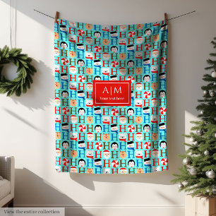 Funny colourful ho ho ho Christmas lettering Fleece Blanket