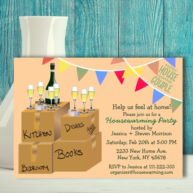 Funny, colourful housewarming party  invitation (Housewarming party invitation)