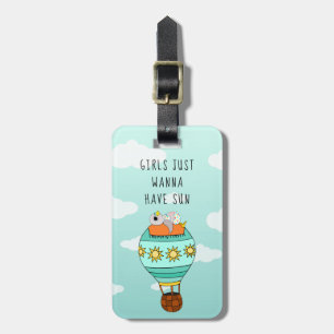 Funny Colourful Kawaii Bird Hot Air Balloon Summer Luggage Tag