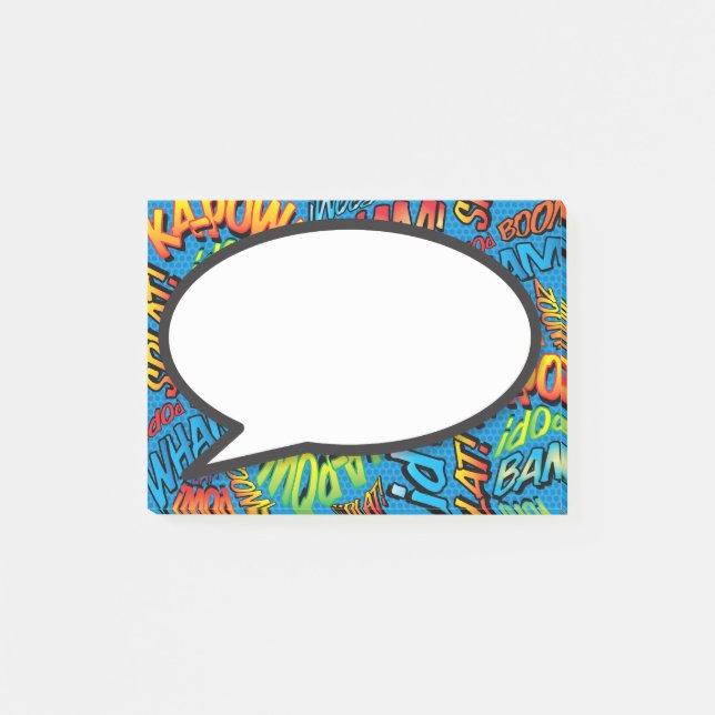 Funny Colourful Modern Comic Book Speech Bubble Post-it Notes (Front)