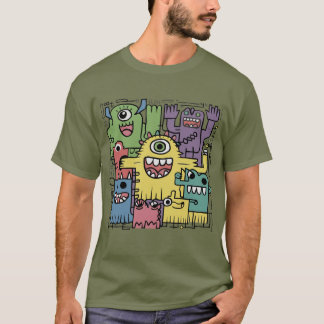 Funny Colourful Monster Abstract T-shirt