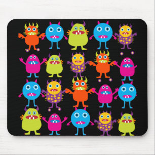 Funny Colourful Monster Party Creatures Characters Mouse Pad