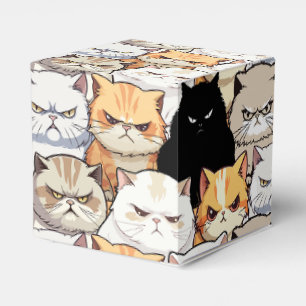 Funny Colourful Moody Cats Kitten doodle pattern Favour Box
