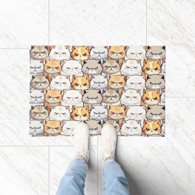 Funny Colourful Moody Cats Kitten pet Pattern Doormat (Indoor)