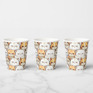 Funny Colourful Moody Cats Kitten pet Pattern Paper Cups