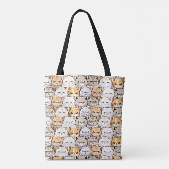 Funny Colourful Moody Cats Kitten pet Pattern Tote Bag (Back)
