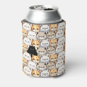 Funny Colourful Moody Meow Cats Kitten pet Pattern Can Cooler