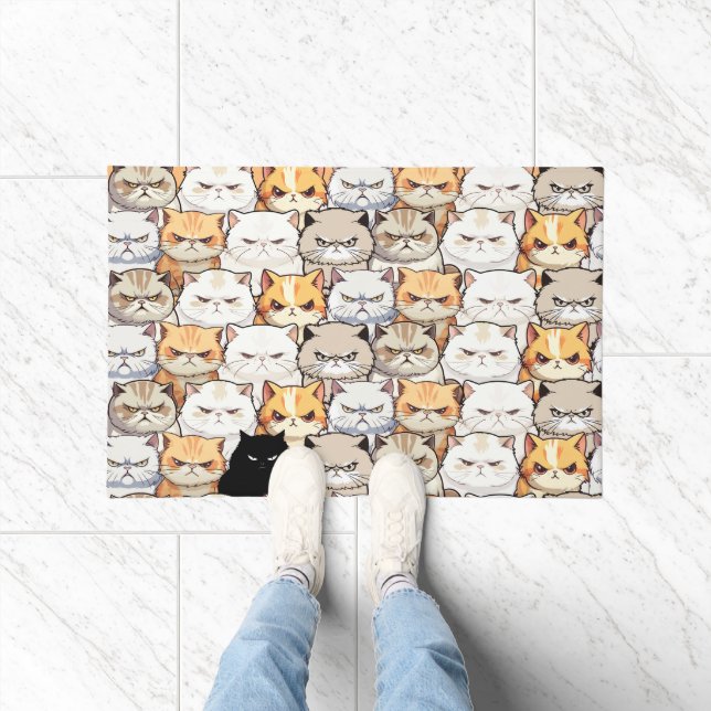 Funny Colourful Moody Meow Cats Kitten pet Pattern Doormat (Indoor)
