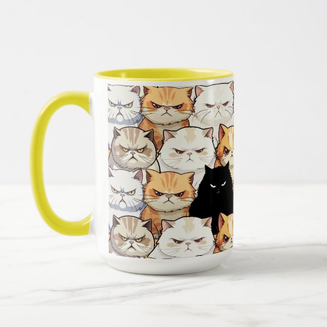 Funny Colourful Moody Meow Cats Kitten pet Pattern Mug (Left)