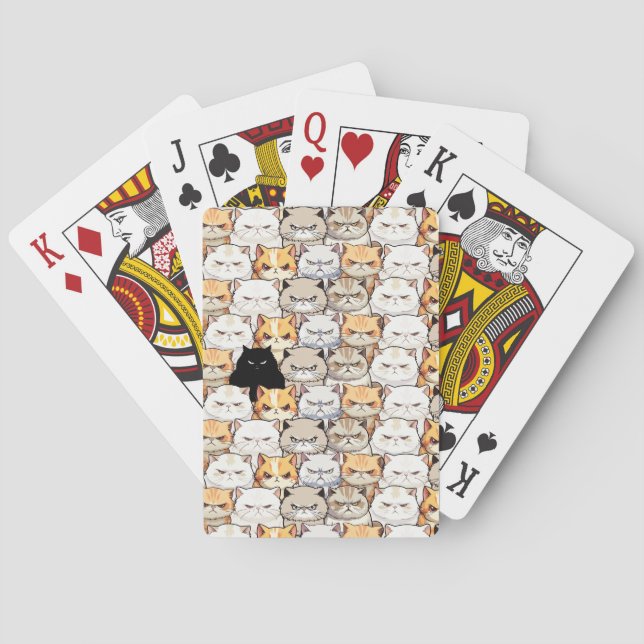 Funny Colourful Moody Meow Cats Kitten pet Pattern Playing Cards (Back)
