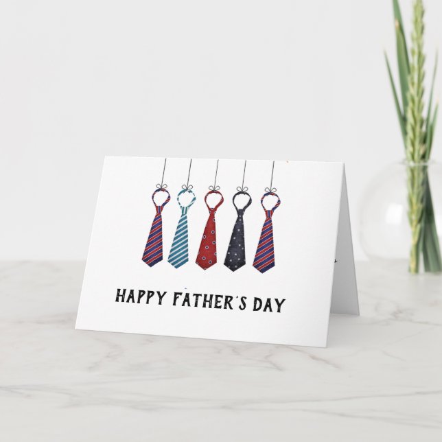 Funny Colourful Neck Tie Happy Fathers Day  Holiday Card (Front)