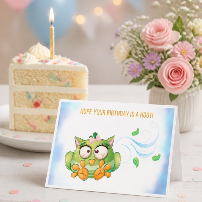 Funny Colourful Owl Birthday Card (Creator Uploaded)