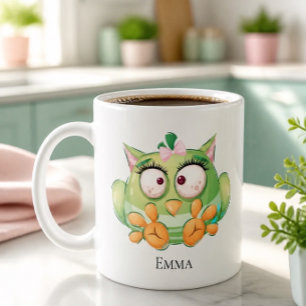 Funny Colourful Owl Personalised Mug