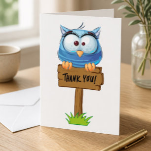 Funny Colourful Owl Thank You Card