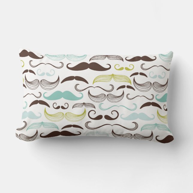 Funny Colourful Pattern for Moustache Lovers Lumbar Cushion (Front)