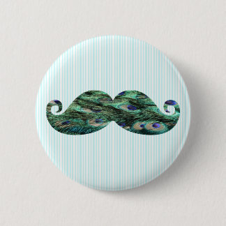 Funny Colourful Peacock Feathers Moustache 6 Cm Round Badge