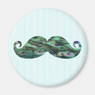Funny Colourful Peacock Feathers Moustache Magnet