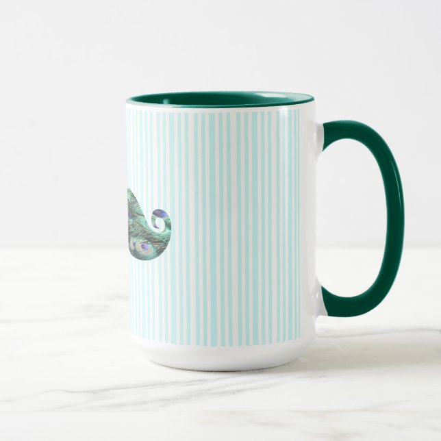 Funny  Colourful Peacock Feathers Moustache Mug (Right)