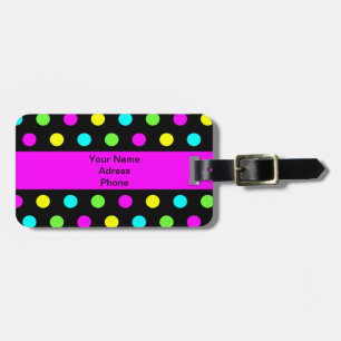 Funny Colourful Polka Dots - Address Luggage Tag