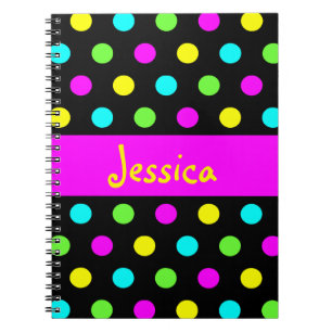 Funny Colourful Polka Dots - Girly Name Notebook